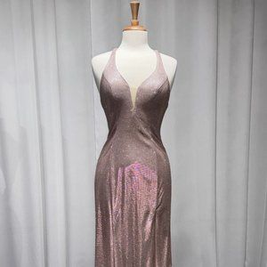 NEW LONG FORMAL SLEEVELESS SHEATH STRAPPED GLITTER DRESS W/ ZIPPER BACK CD B1209